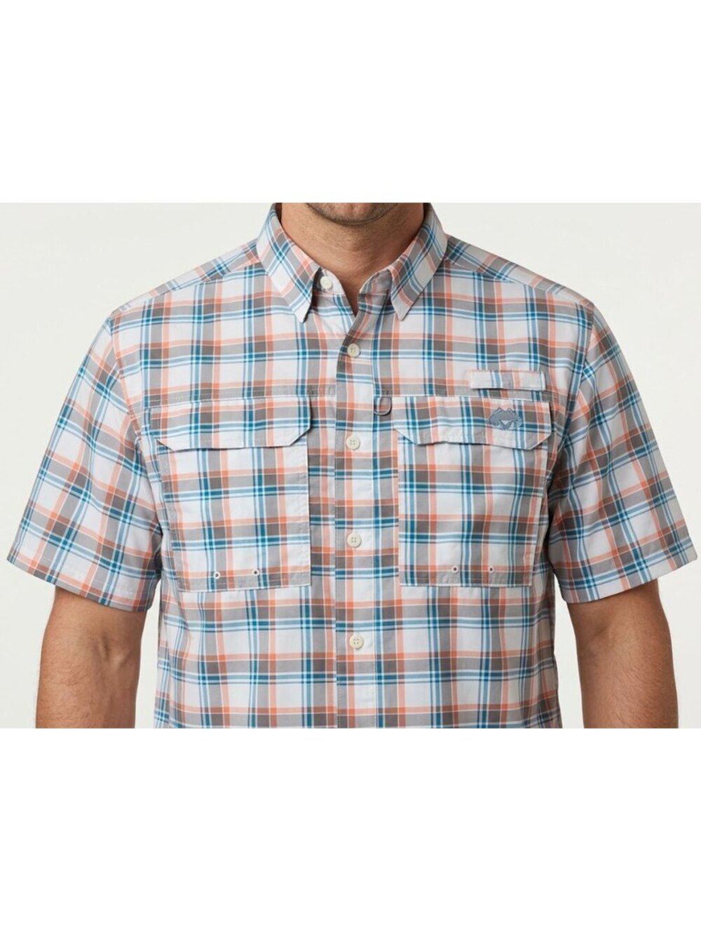Realtree Fishing Shirt Men Small Short Sleeve Plaid Vented Back Button Down S